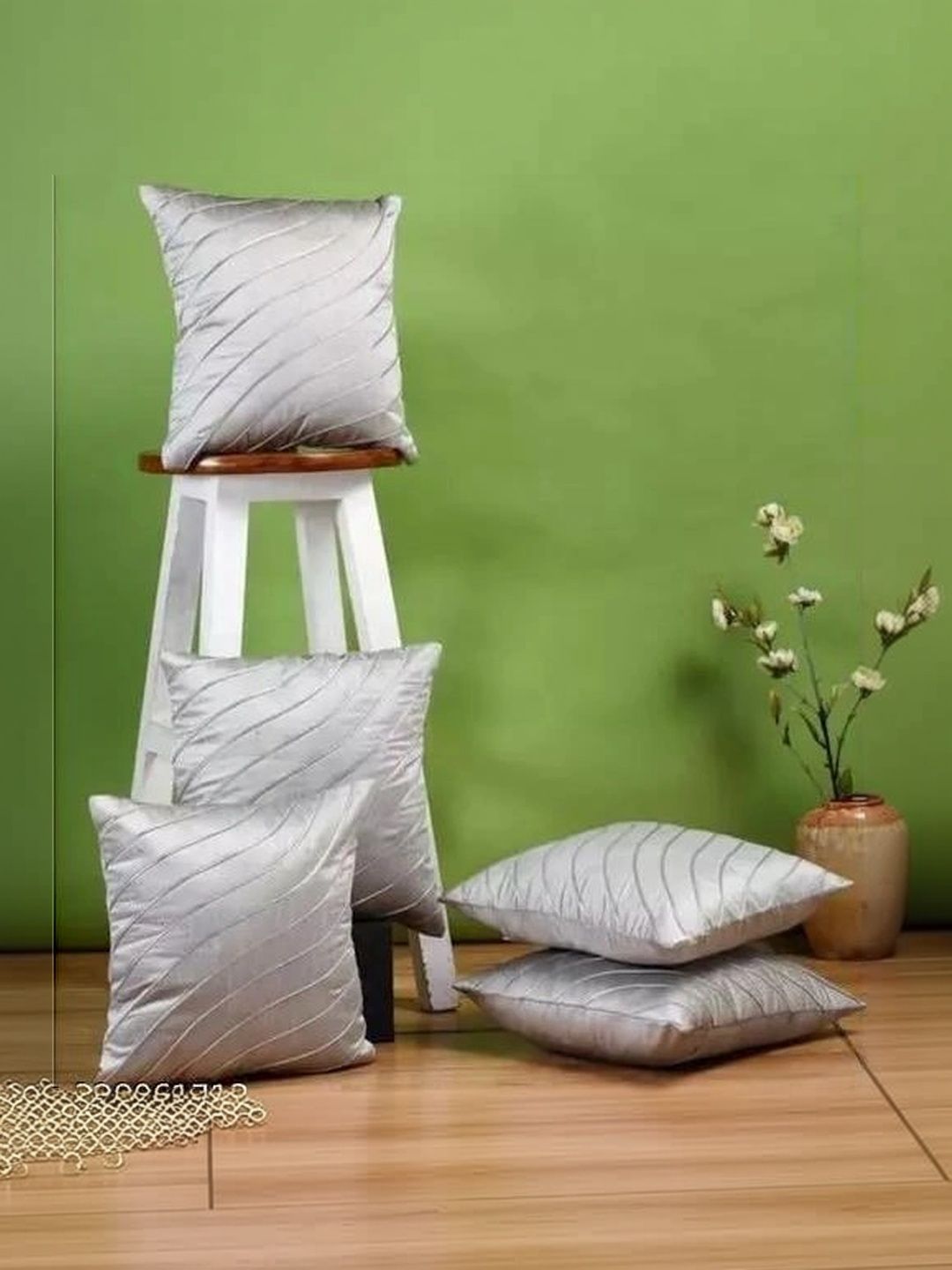 BALLEY White Set of 5 Square Cushion Covers-picture-30
