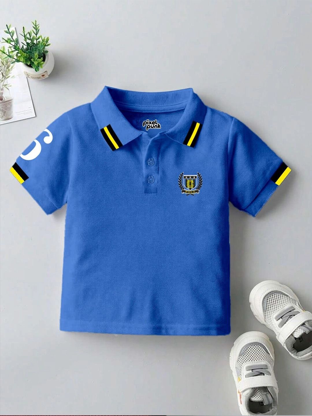 Pixel Punk Boys Brand Logo Polo Collar Pockets T-shirt-picture-58