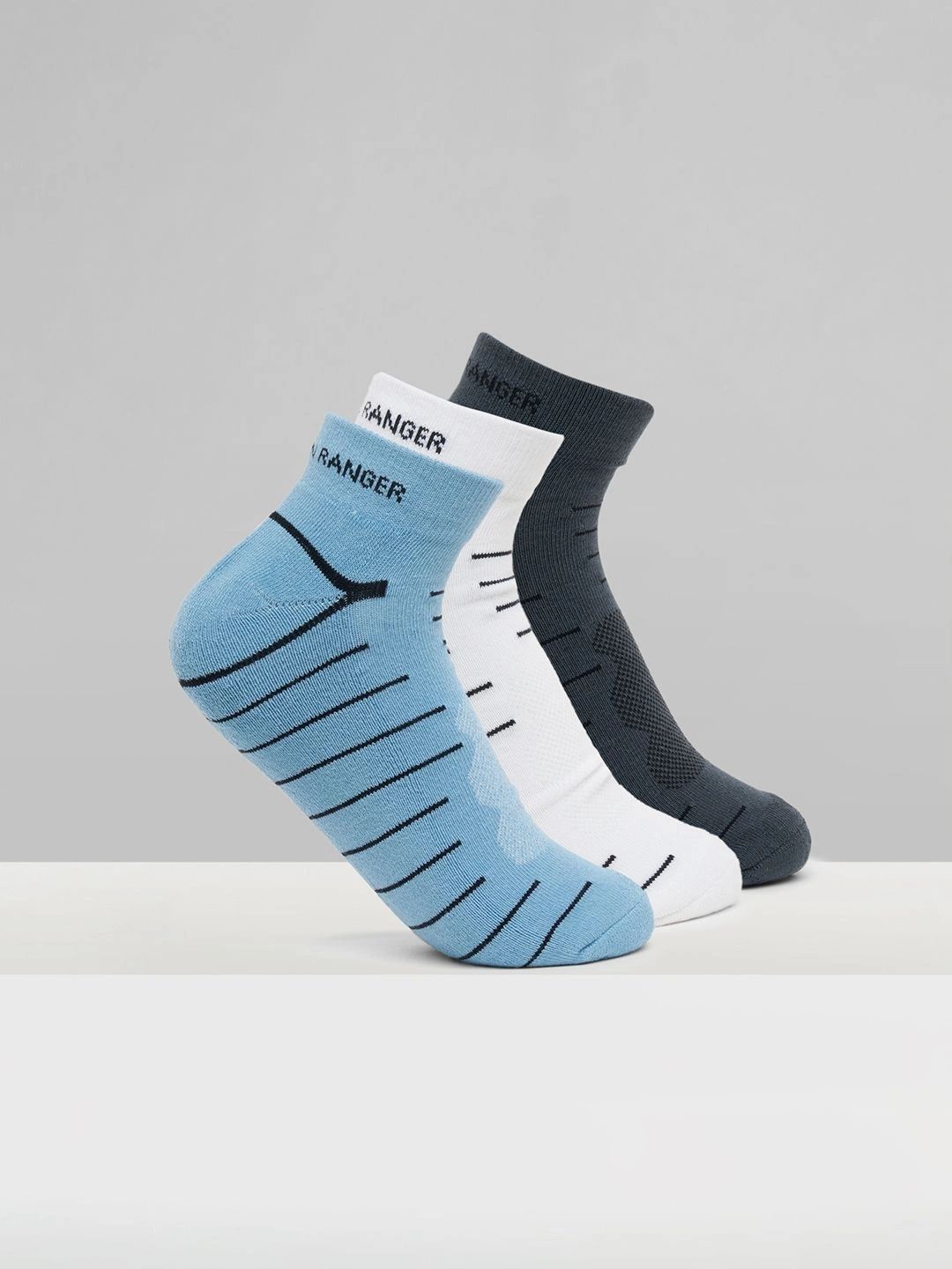 Urban Ranger by pantaloons Men Pack of 3 Cotton Blend Assorted Patterned Ankle Length Socks-image-10