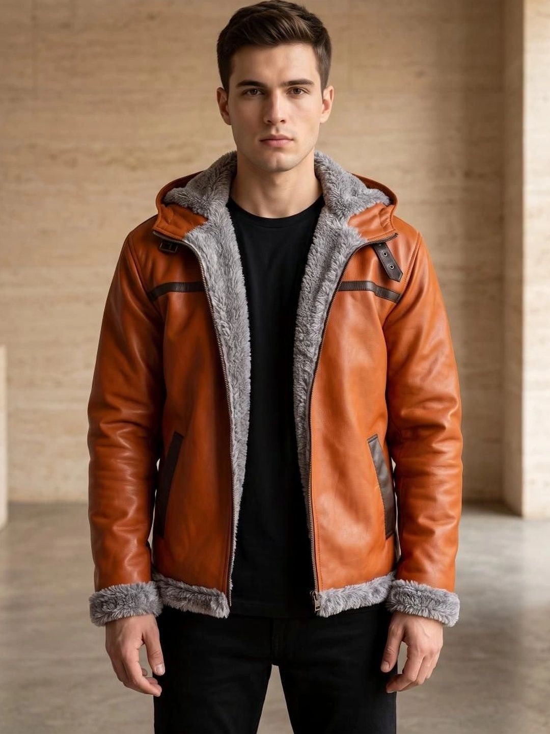 Mark Styling Men Leather Insulator Jacket-picture-50