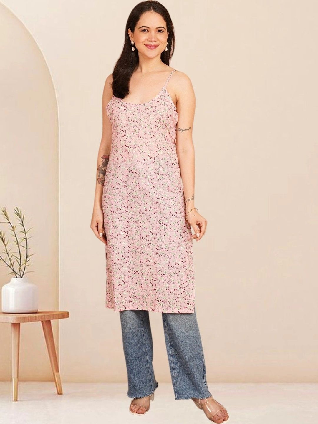 KALAMIR Floral Printed Pure Cotton Blend Khadi Kurti-picture-15