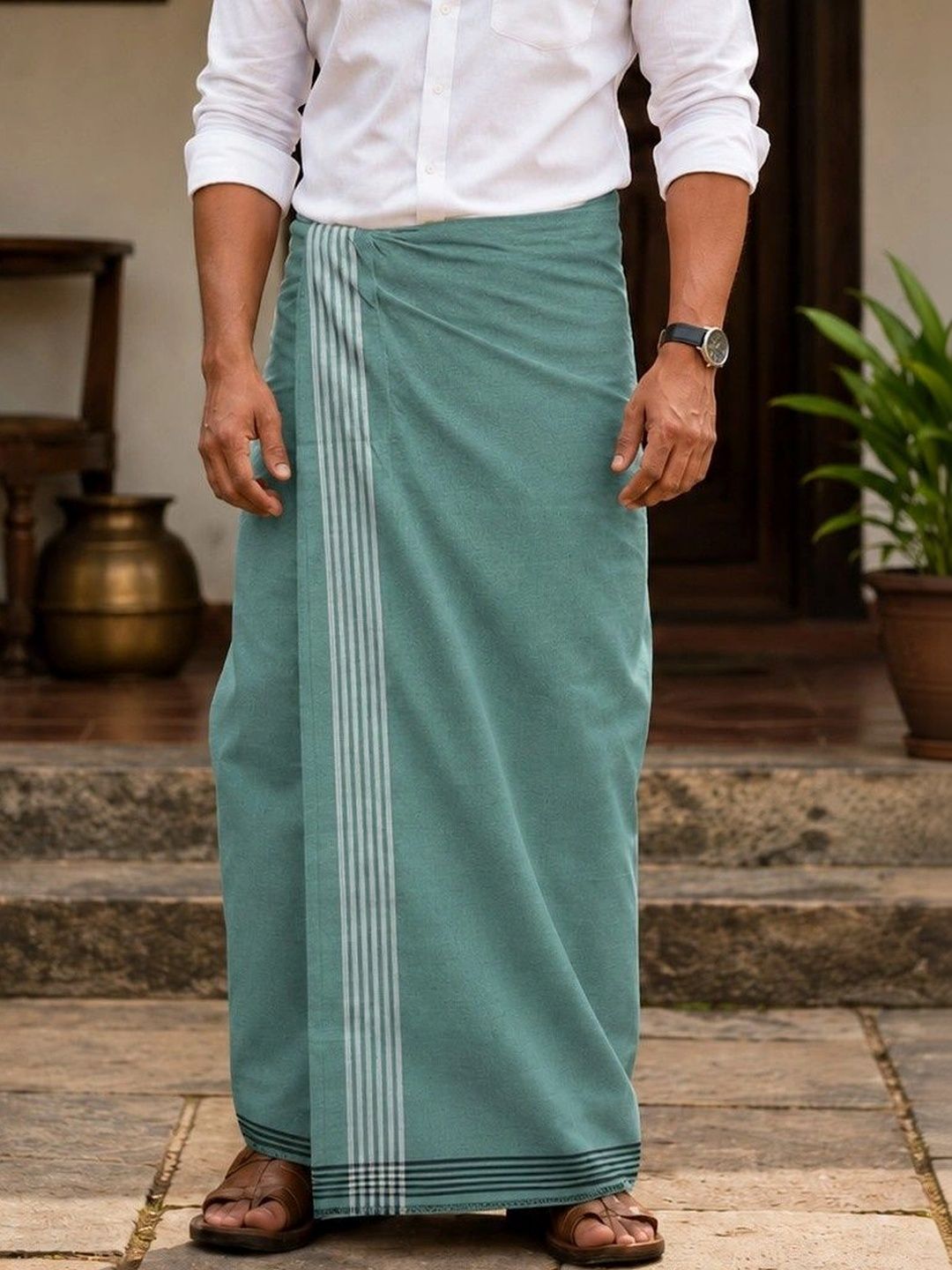 Sharan Elegance Men Striped Cotton Dhoti Dhotis-picture-21