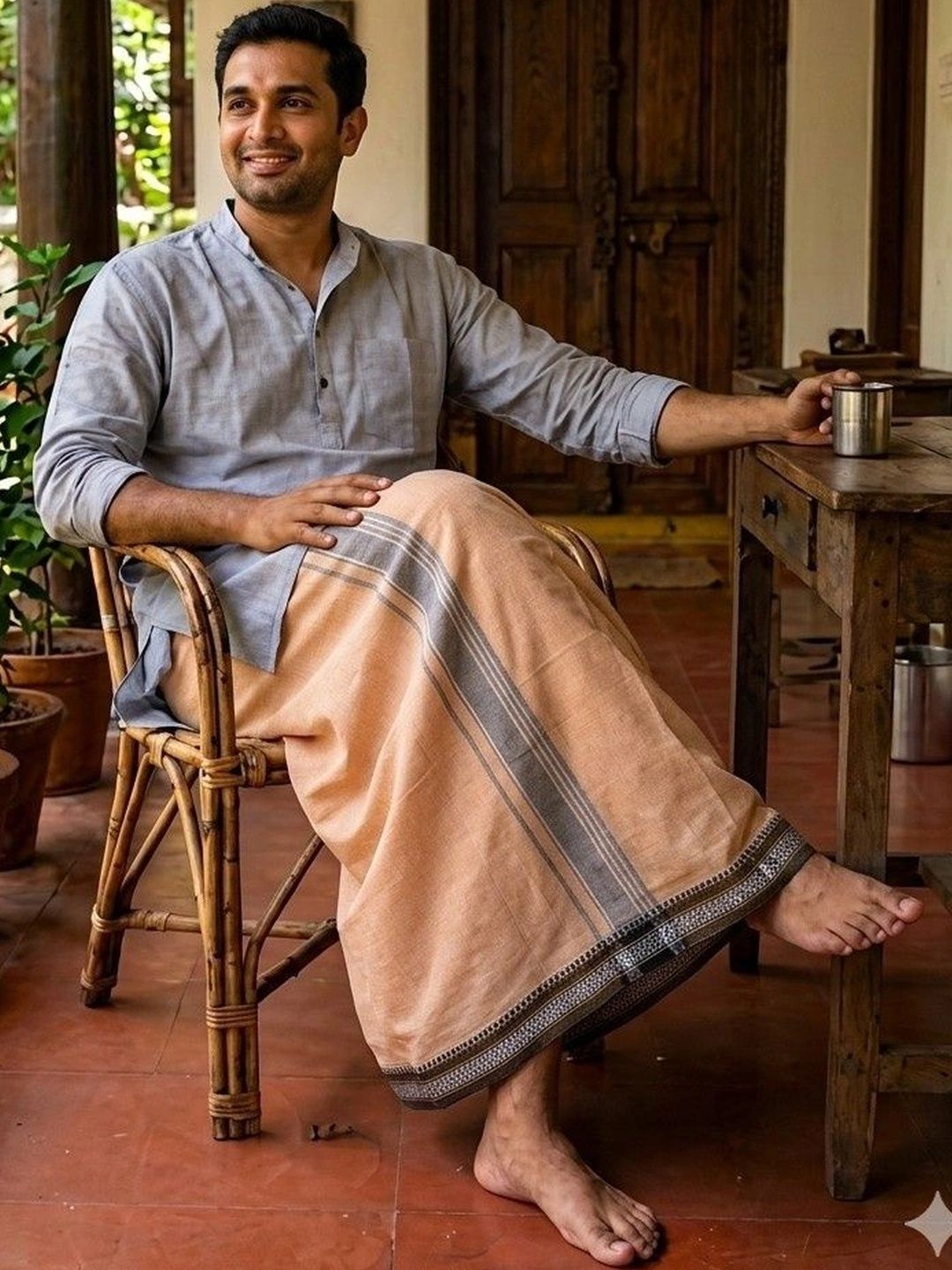 Sharan Elegance Men Striped Cotton Dhoti Dhotis-picture-57