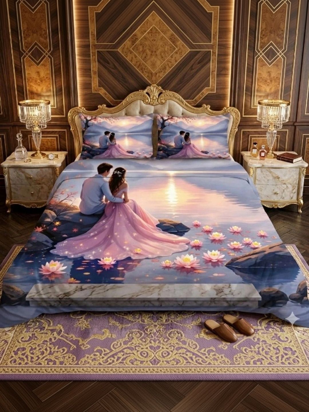 Supreme Home Collective Pink & Orange Bedsheet with 2 Pillow Covers-picture-21