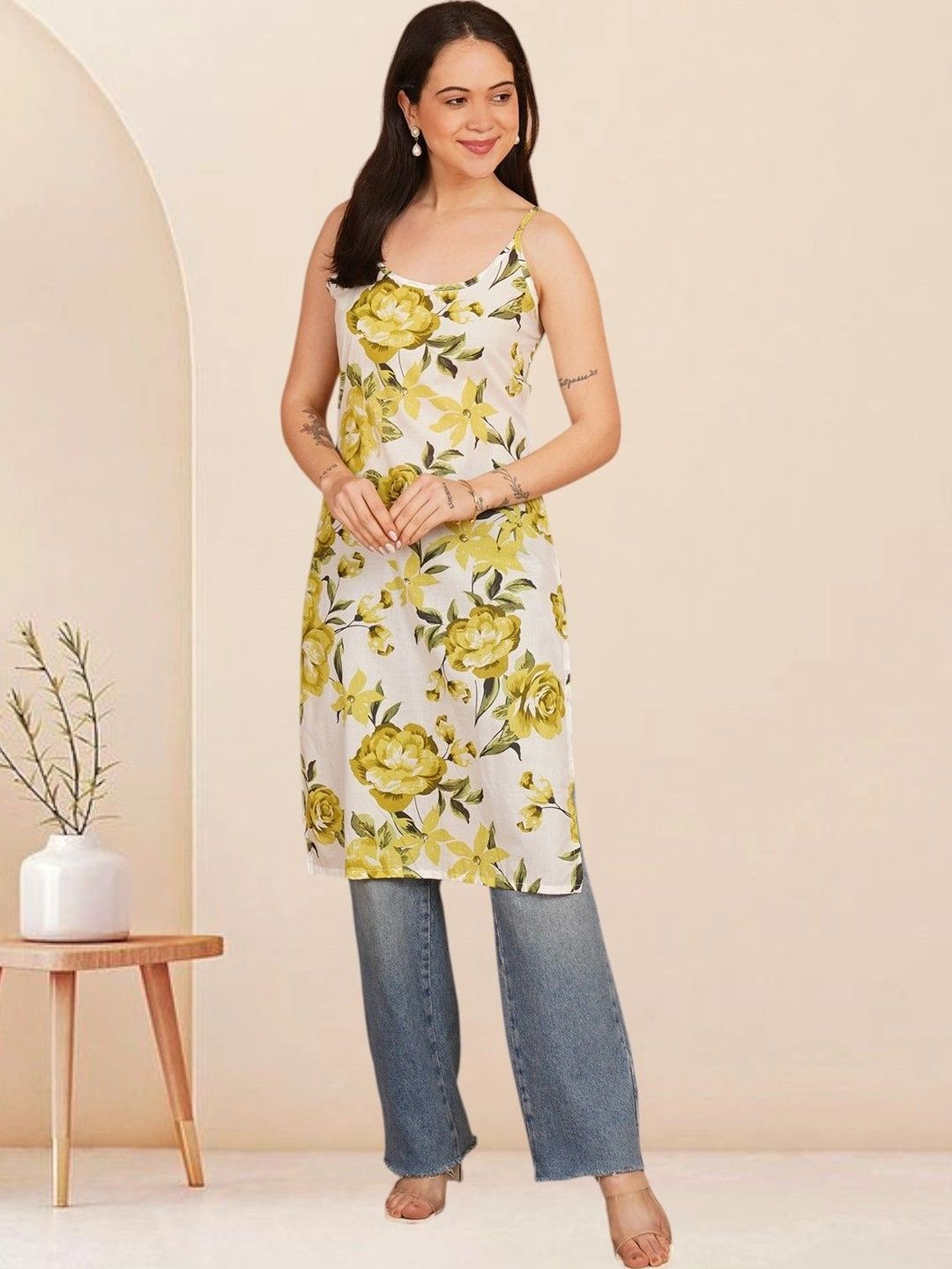 KALAMIR Floral Printed Pure Cotton Blend Khadi Kurti-picture-24