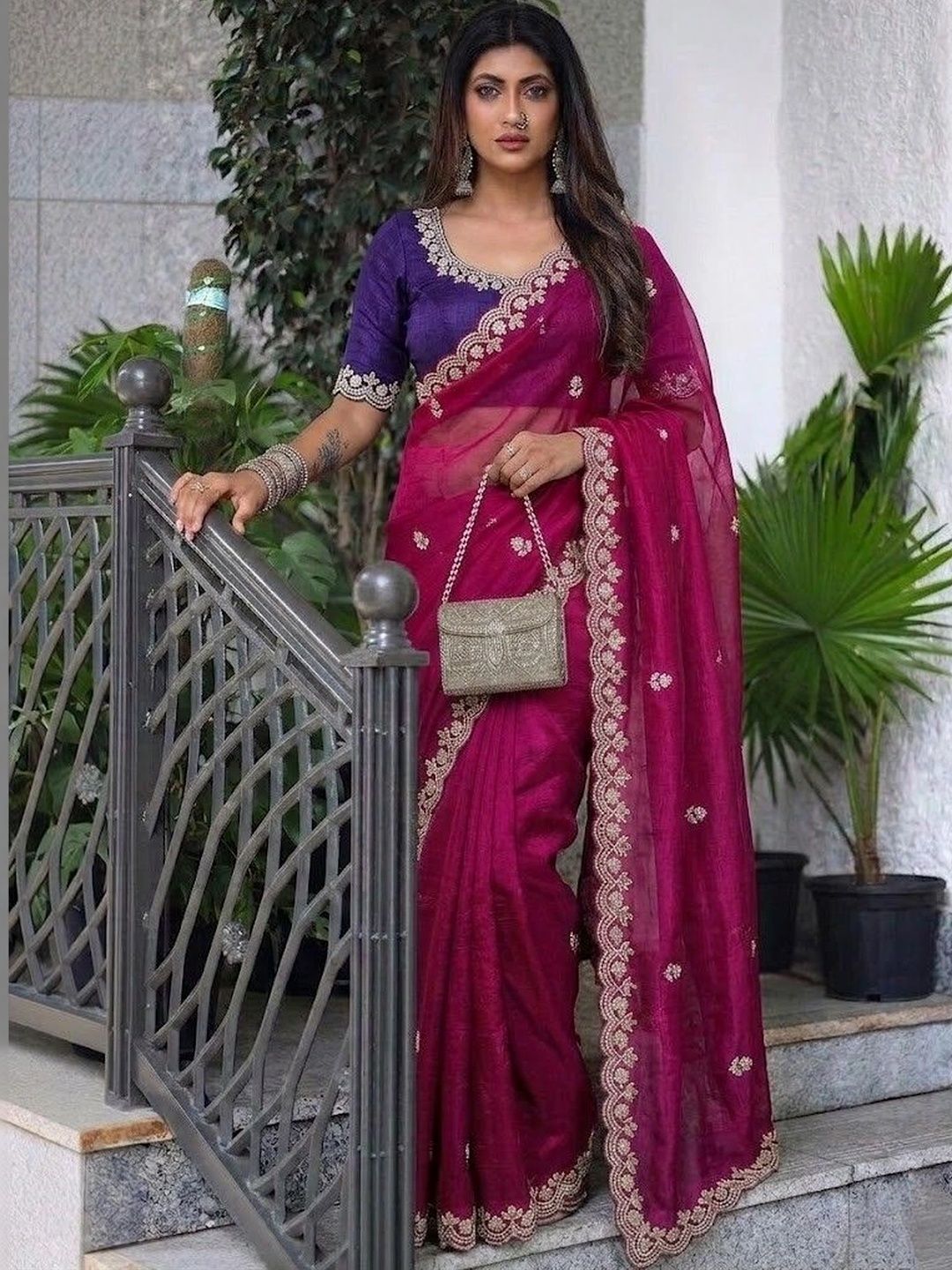 Sita Floral Embroidered Pure Georgette Saree-picture-17