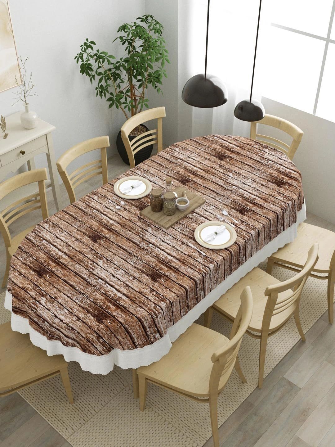 Aura Brown Waterproof Oval 6-Seater Table Cover-picture-53
