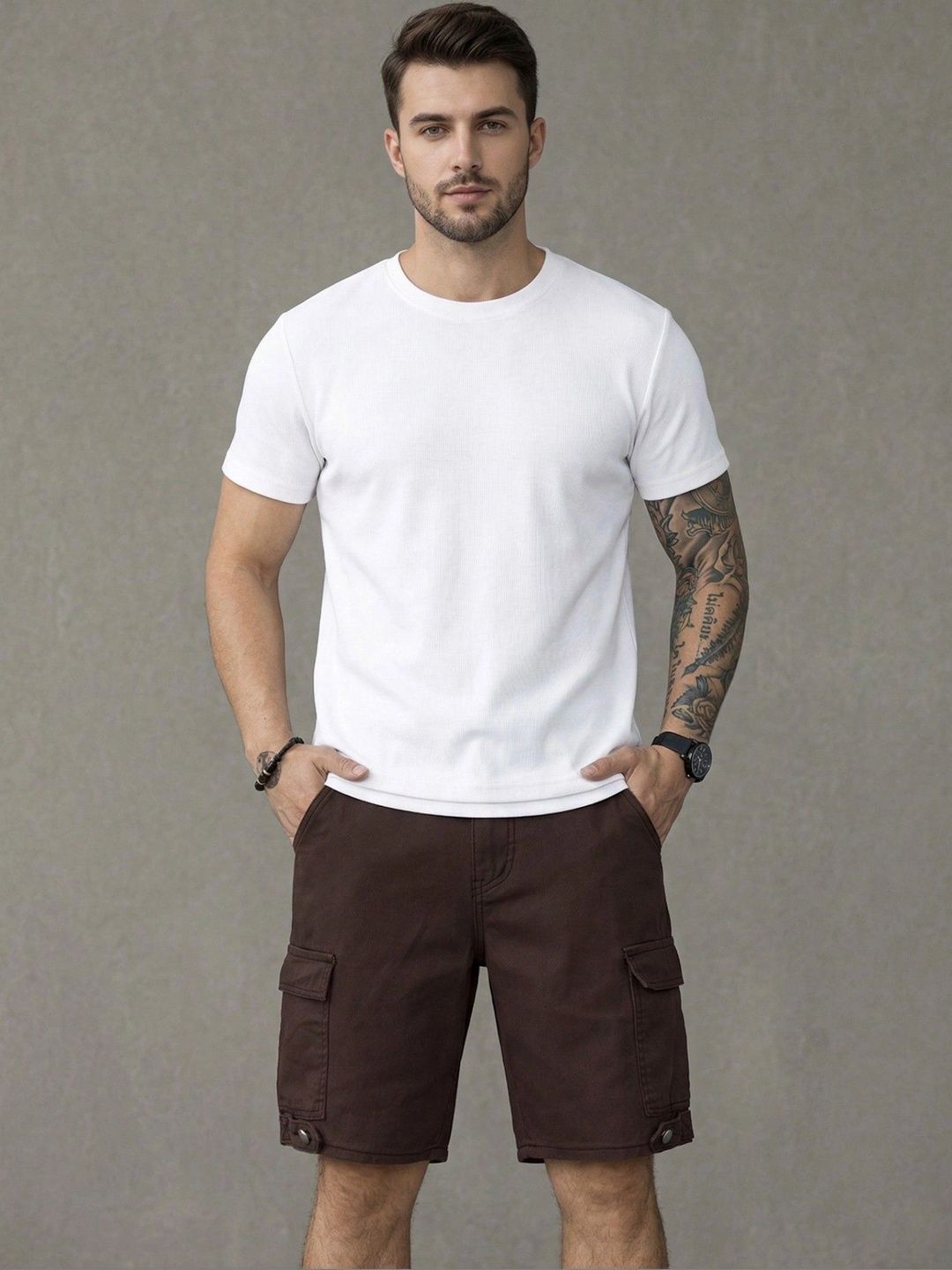 LERIYA FASHION Men High-Rise Cargo Shorts-picture-23