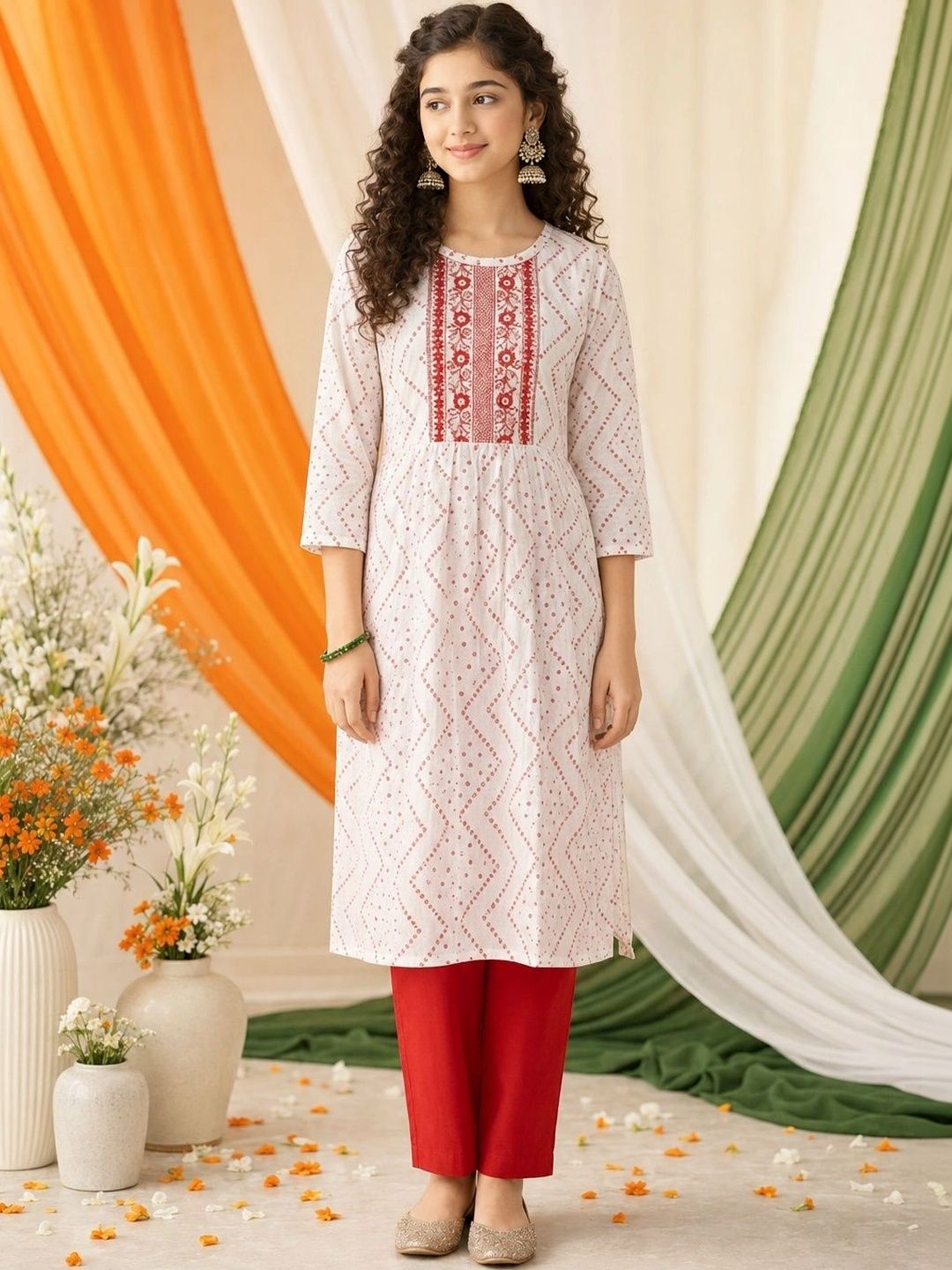 BAESD Girls Ethnic Motifs Printed Thread Work Kurta-picture-16