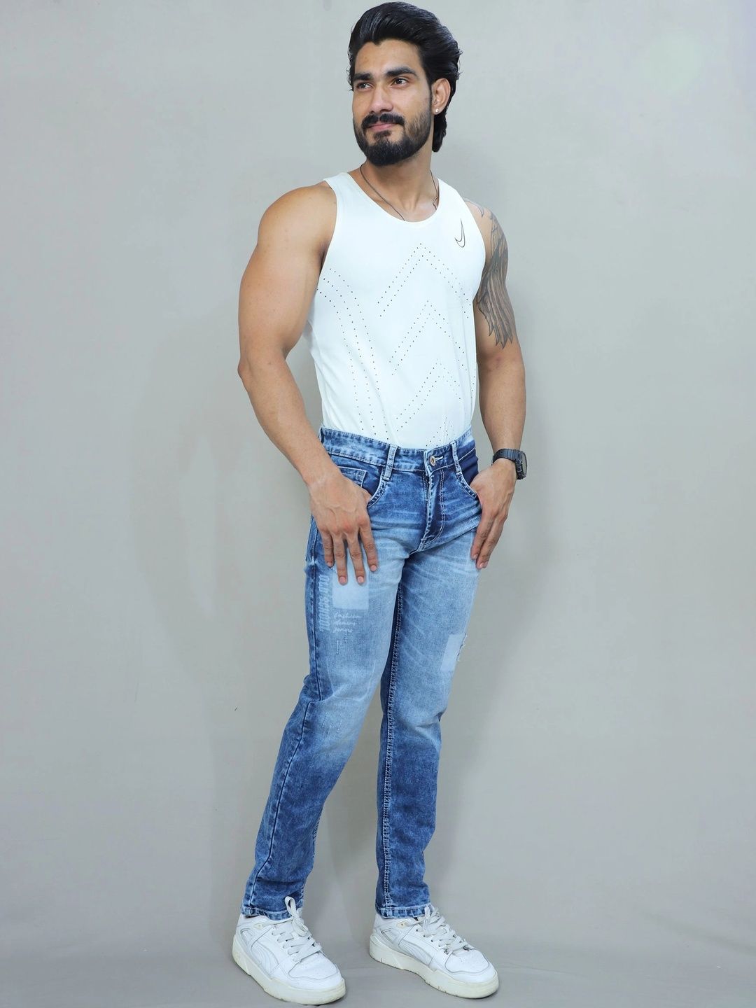 GEX Men Regular Fit Mid-Rise Mildly Distressed Jeans-picture-51