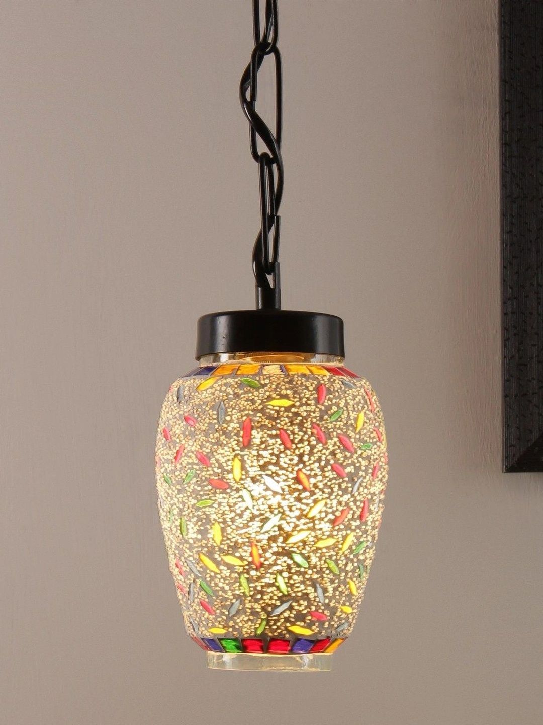 Myntra Elegant Homes Multicoloured & Multicoloured Glass Traditional Ceiling Lamp-image-40
