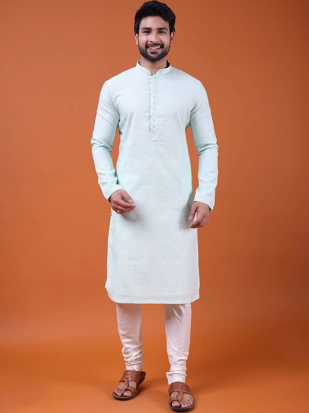 ZOIS Men Regular Chanderi Cotton Kurta with Pyjamas-image-12