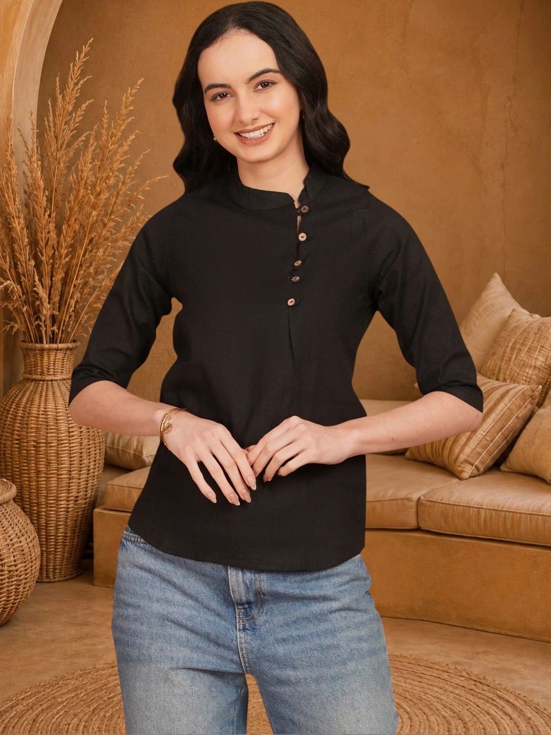 Anouk Rustic Pure Cotton Blend Khadi Kurti-picture-16