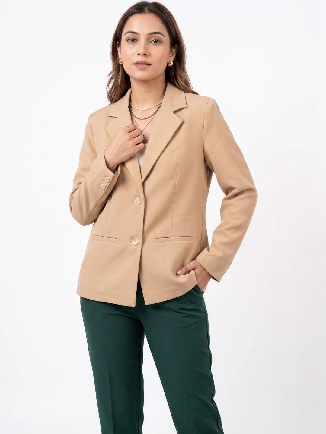 MODNY Notched Lapel Single-Breasted Formal Blazers-picture-56