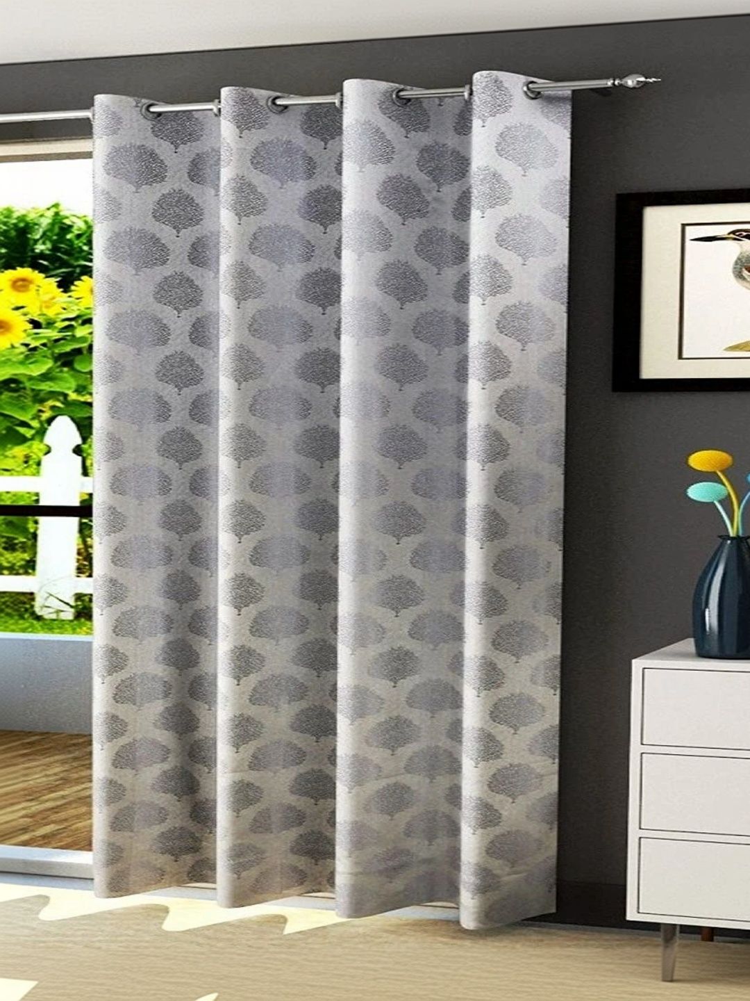 Vervique Grey Room Darkening Long Door Curtain-image-41