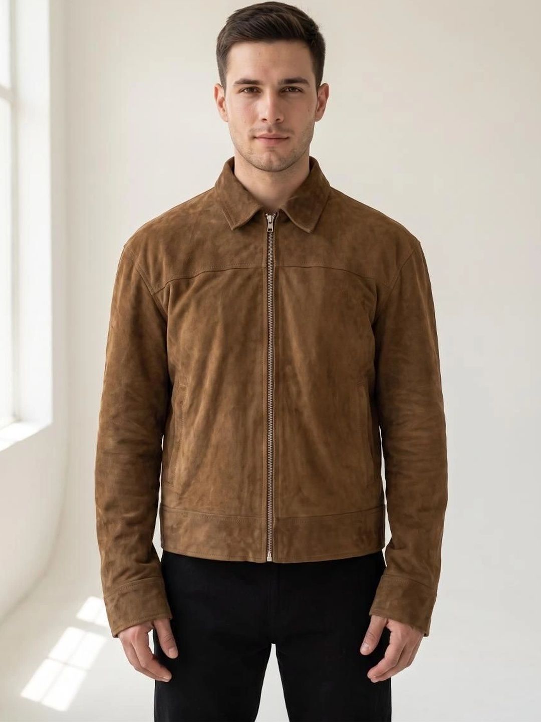 Mark Styling Men Suede Leather Jacket-picture-24