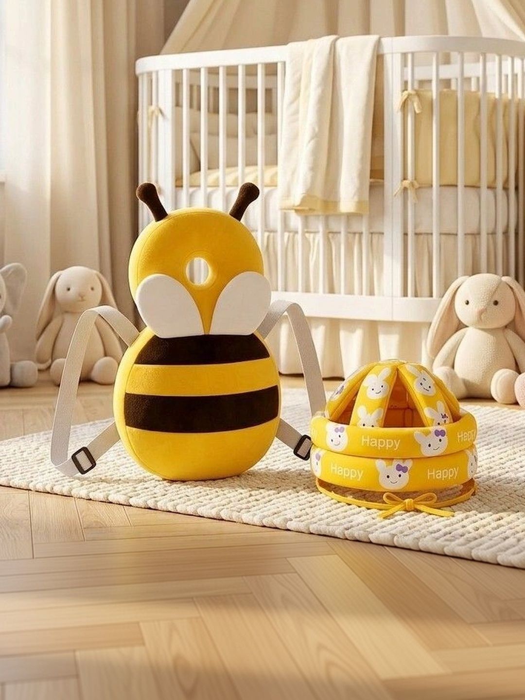 GLAMEZONE Yellow Bee Backpack Baby Pillow With Head Guard-picture-18