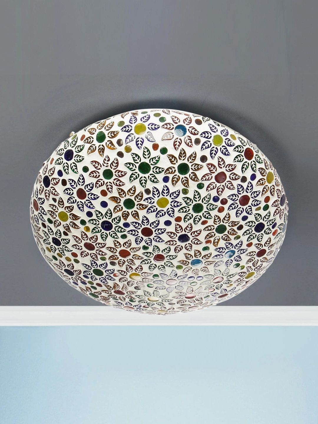Myntra Elegant Homes Multicoloured Printed Glass Ceiling Lamp-picture-30