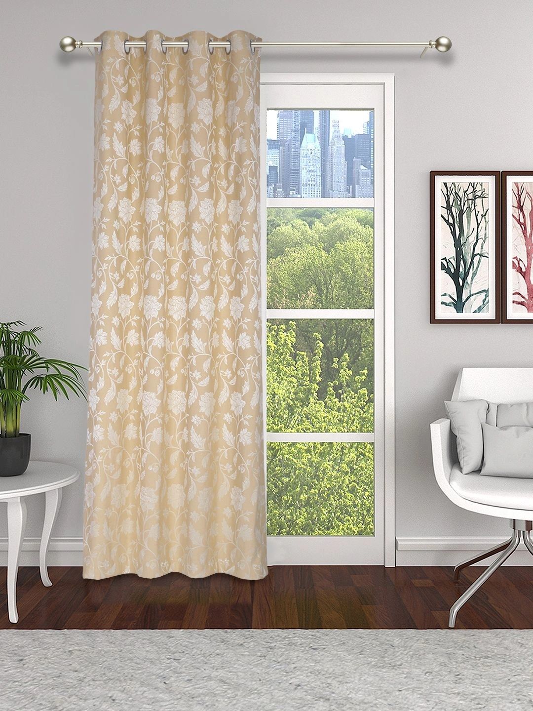 THE CONVERSION Blue Floral Room Darkening Door Curtain-image-31