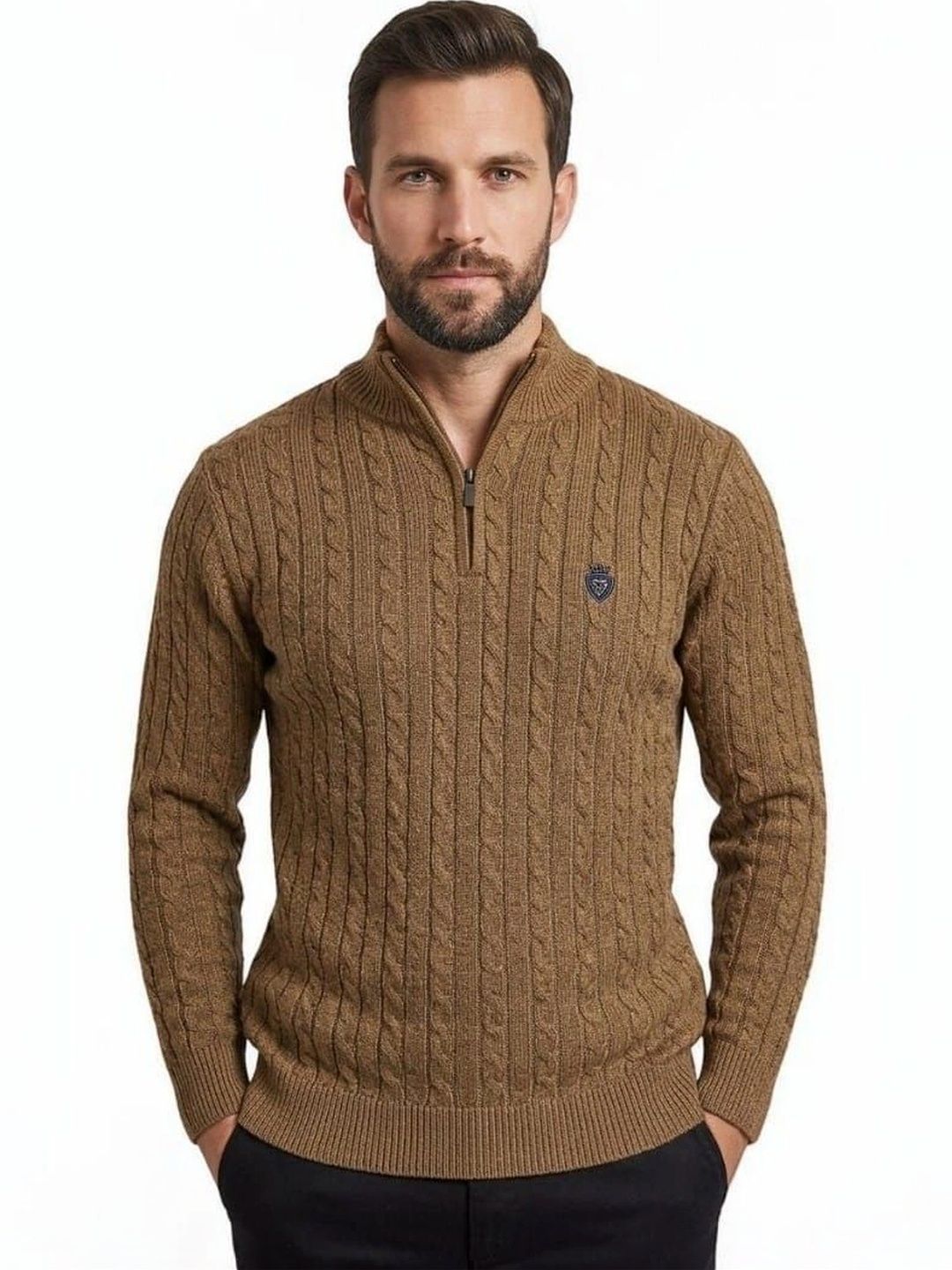 ALPHA CLUB Men Cable Knit Pullover-picture-52