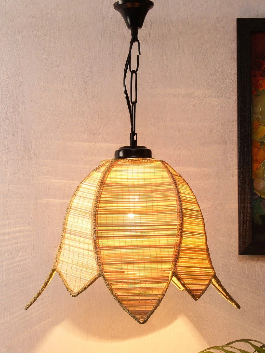 Myntra Elegant Homes Beige Textured Ceiling Lamp-picture-37
