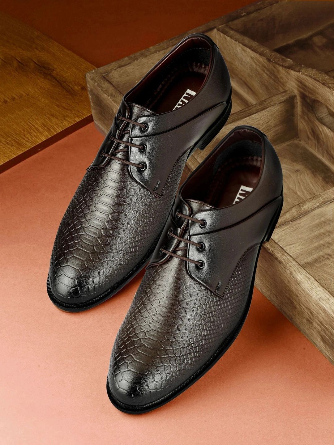 NARKI Men Textured Round Toe Lace-Ups Formal Derbys-image-37