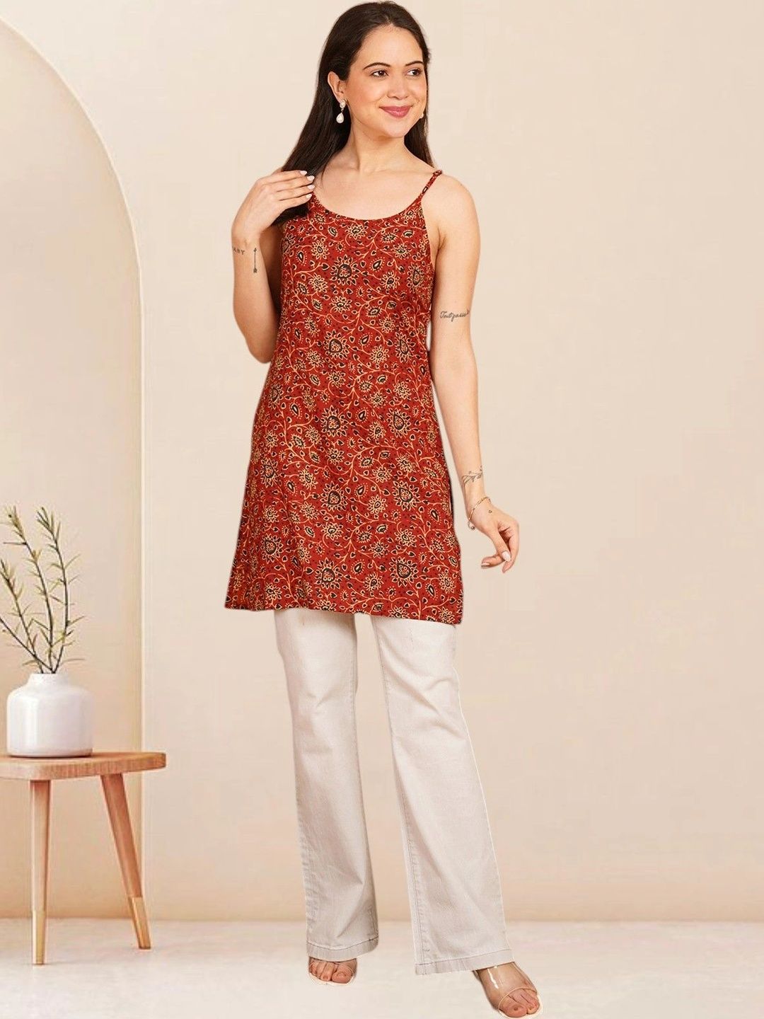 KALAMIR Ethnic Motifs Printed Pure Cotton Blend Khadi Kurti-picture-17