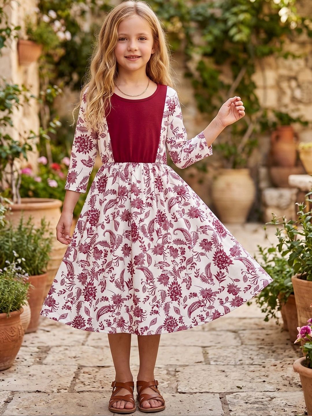 BAESD Bohemian Print A-Line Midi Dress-picture-56