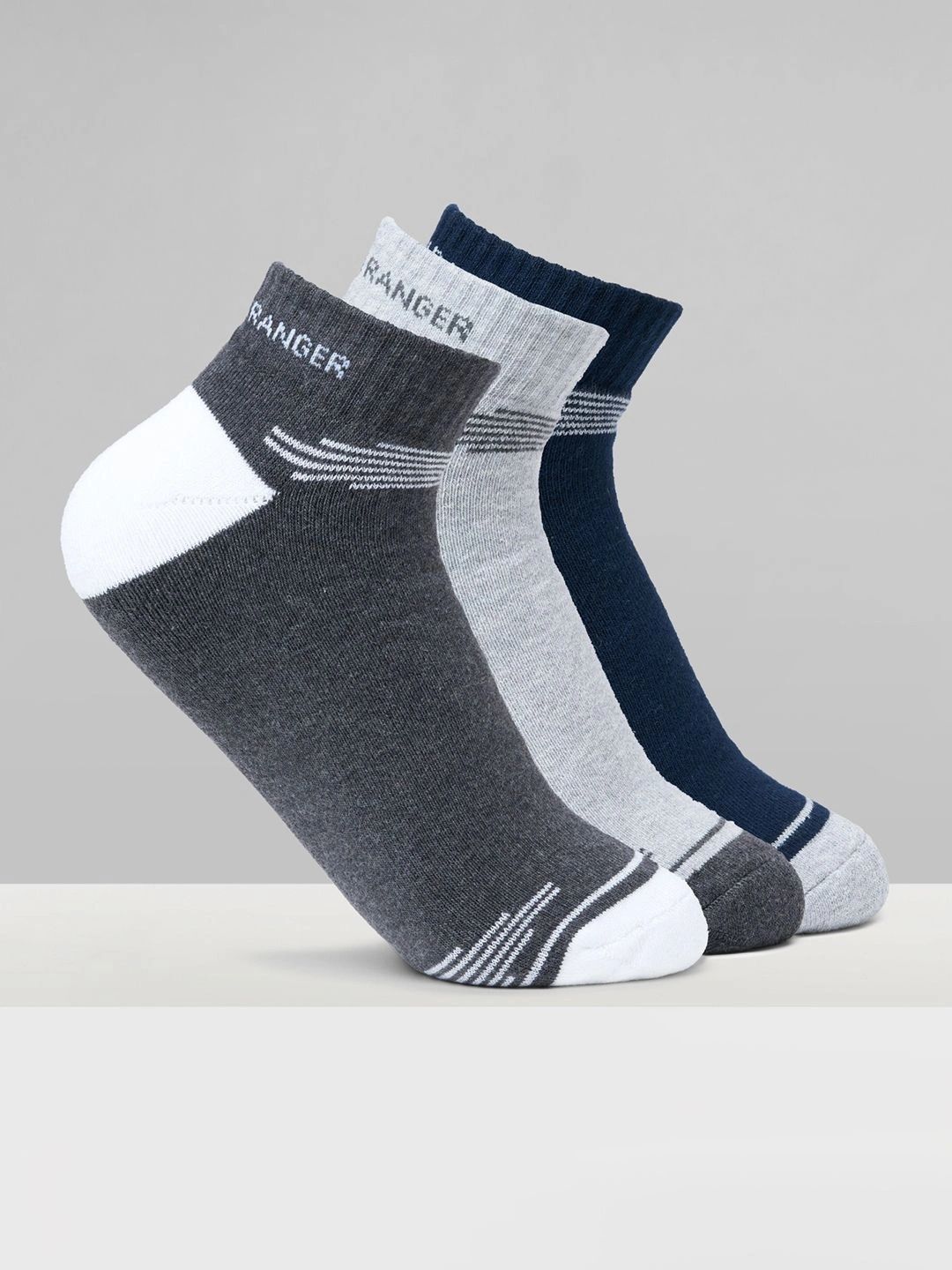 Urban Ranger by pantaloons Men Pack of 3 Cotton Blend Assorted Colourblocked Ankle Length Socks-picture-10