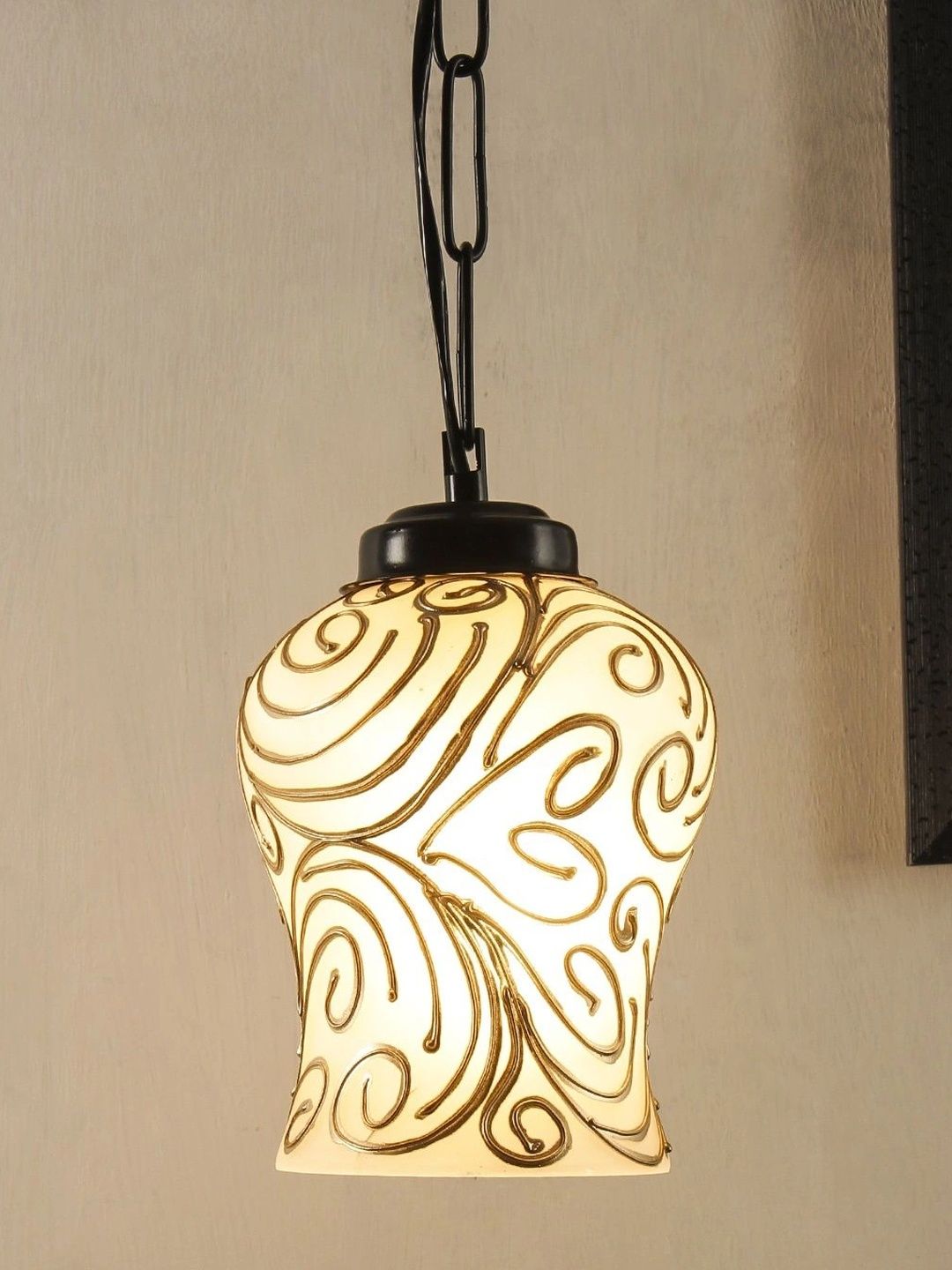 Myntra Elegant Homes Multicoloured Printed Glass Traditional Ceiling Lamp-picture-14