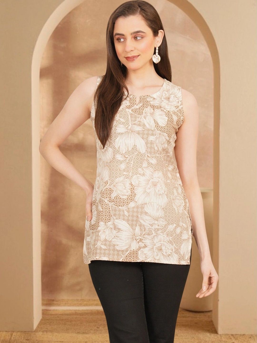 Anouk Rustic Floral Printed Pure Cotton Blend Khadi Kurti-picture-31