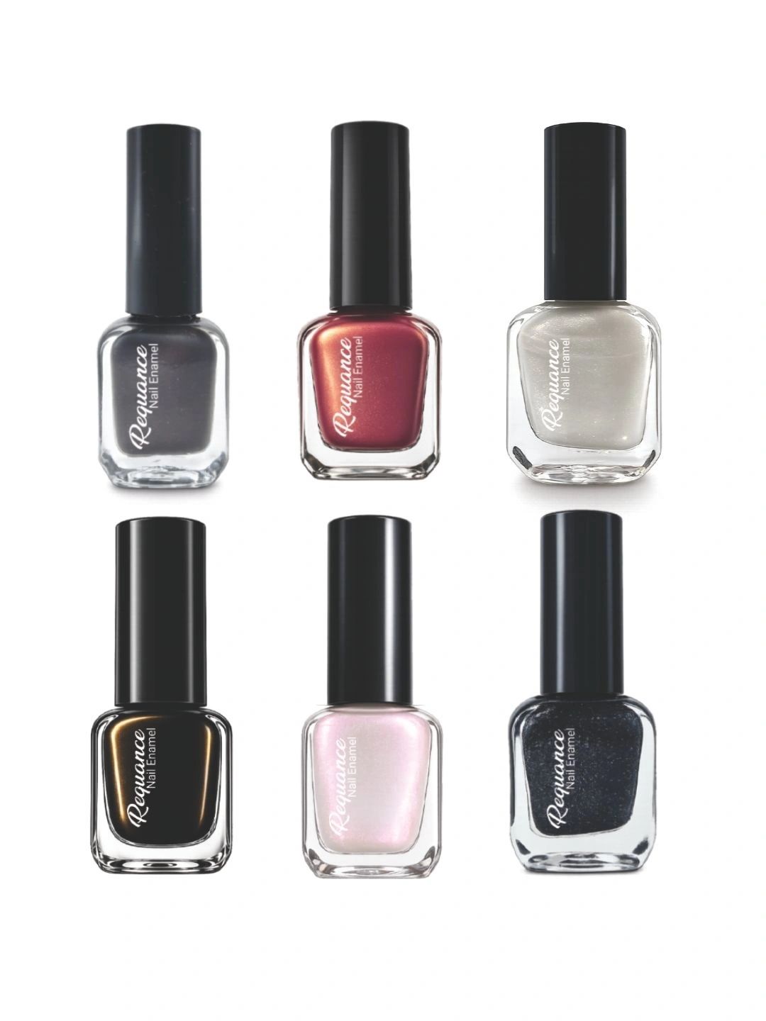 REQUANCE 6-Pcs Long Lasting Nail Polish - 6 ml Each Smoky Rose-Mauve-Snow-Noir-Pearl-Black-image-27