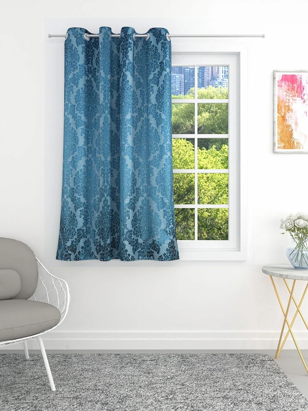 THE CONVERSION Blue Floral Room Darkening Window Curtain-image-13