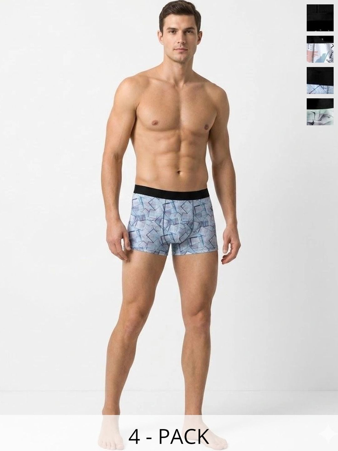 JISHVA Pack of 4 Printed Trunks-picture-27