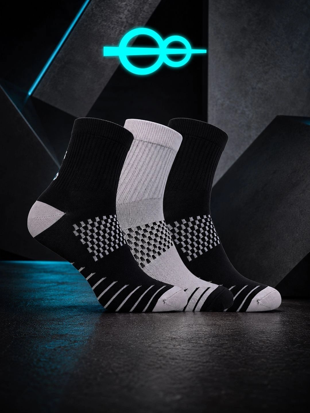 One8 Men Pack of 3 Assorted Patterned Ankle Length Socks-picture-45