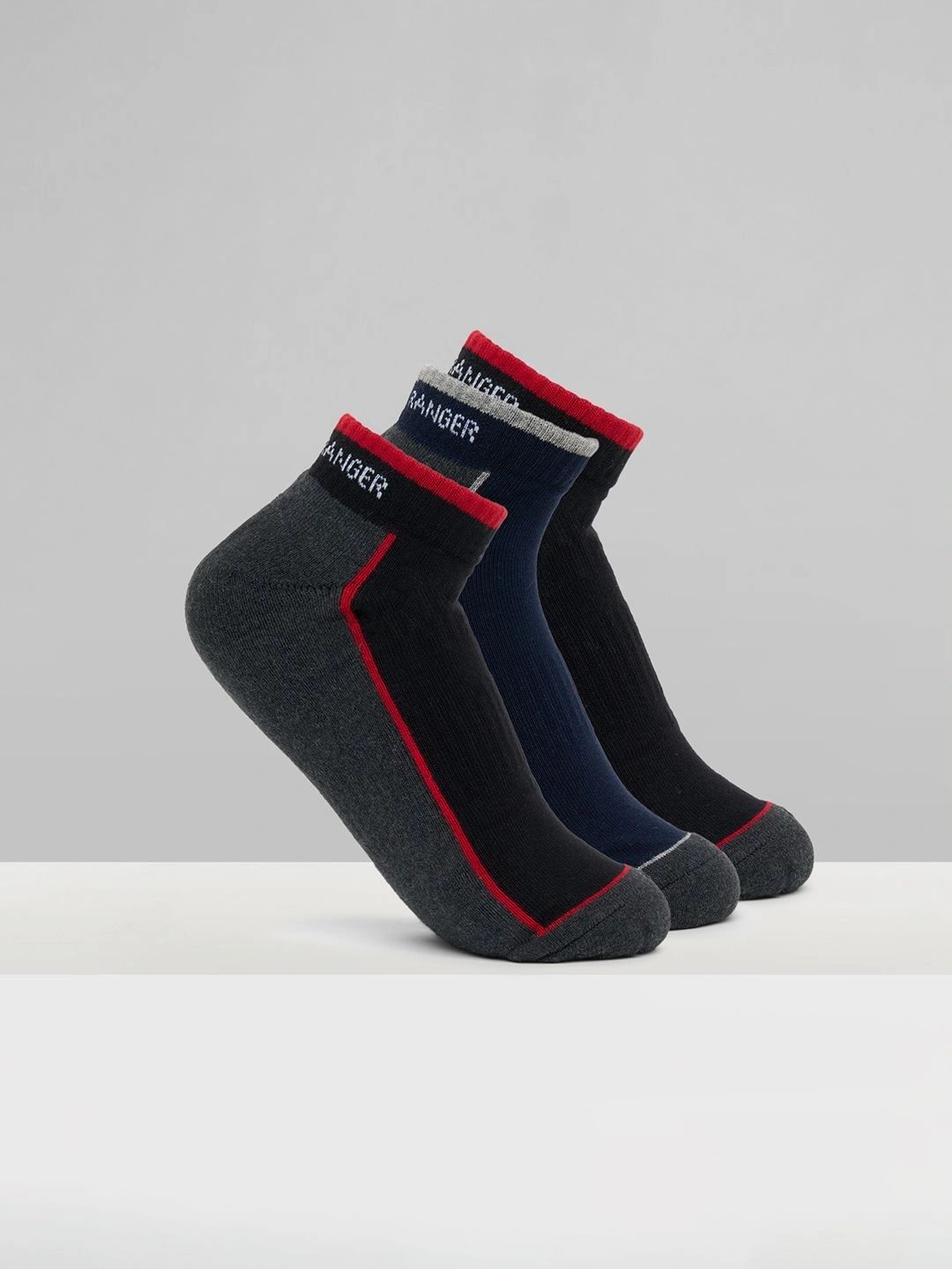 Urban Ranger by pantaloons Men Pack of 3 Cotton Blend Assorted Colourblocked Ankle Length Socks-picture-33