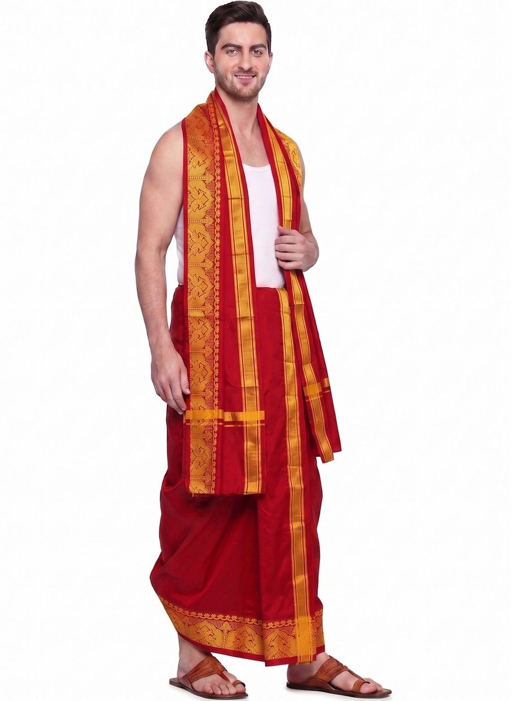 Hornbill Enterprises Men Embroidered Cotton Dhoti Dhotis-picture-26