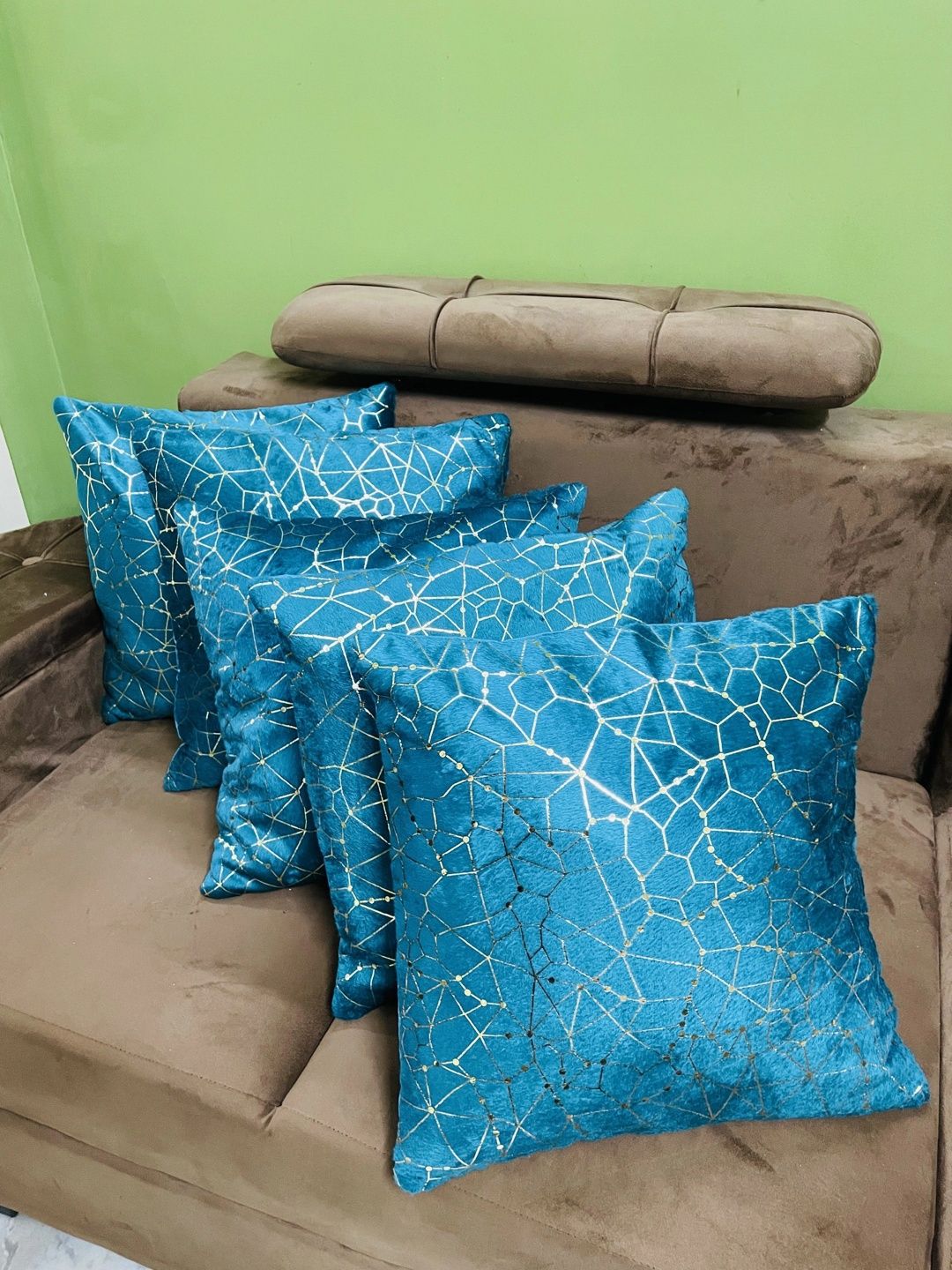 BALLEY Green Set of 5 Geometric Square Cushion Covers-image-28
