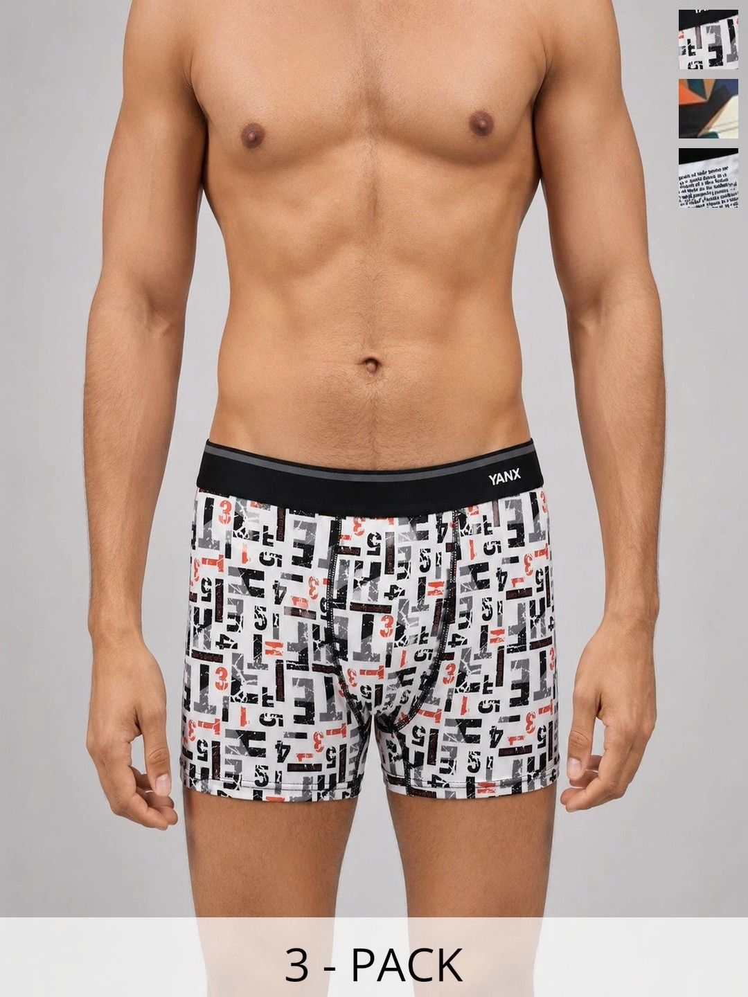 YANXWEAR Men Pack of 3 Printed Assorted Boxer-Style Briefs-picture-44