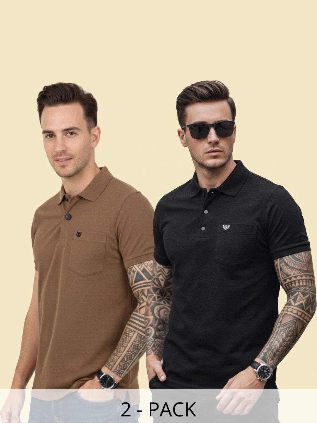Basic Things Men 2 Polo Collar Pockets T-shirt-picture-41