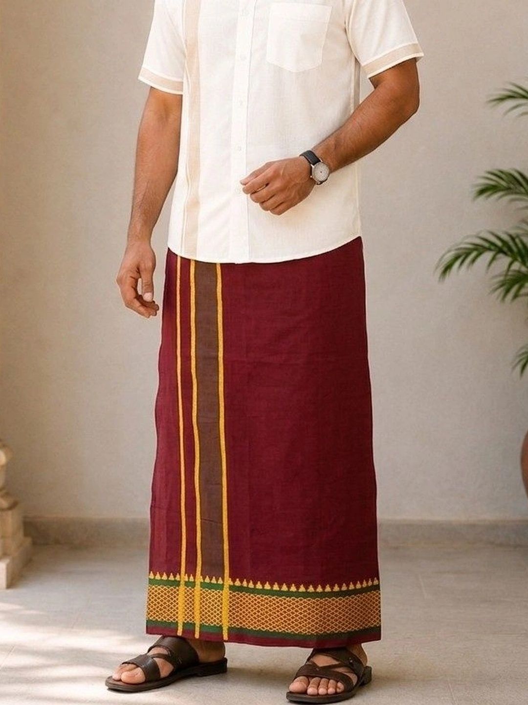 Sharan Elegance Men Striped Cotton Dhoti Dhotis-picture-44