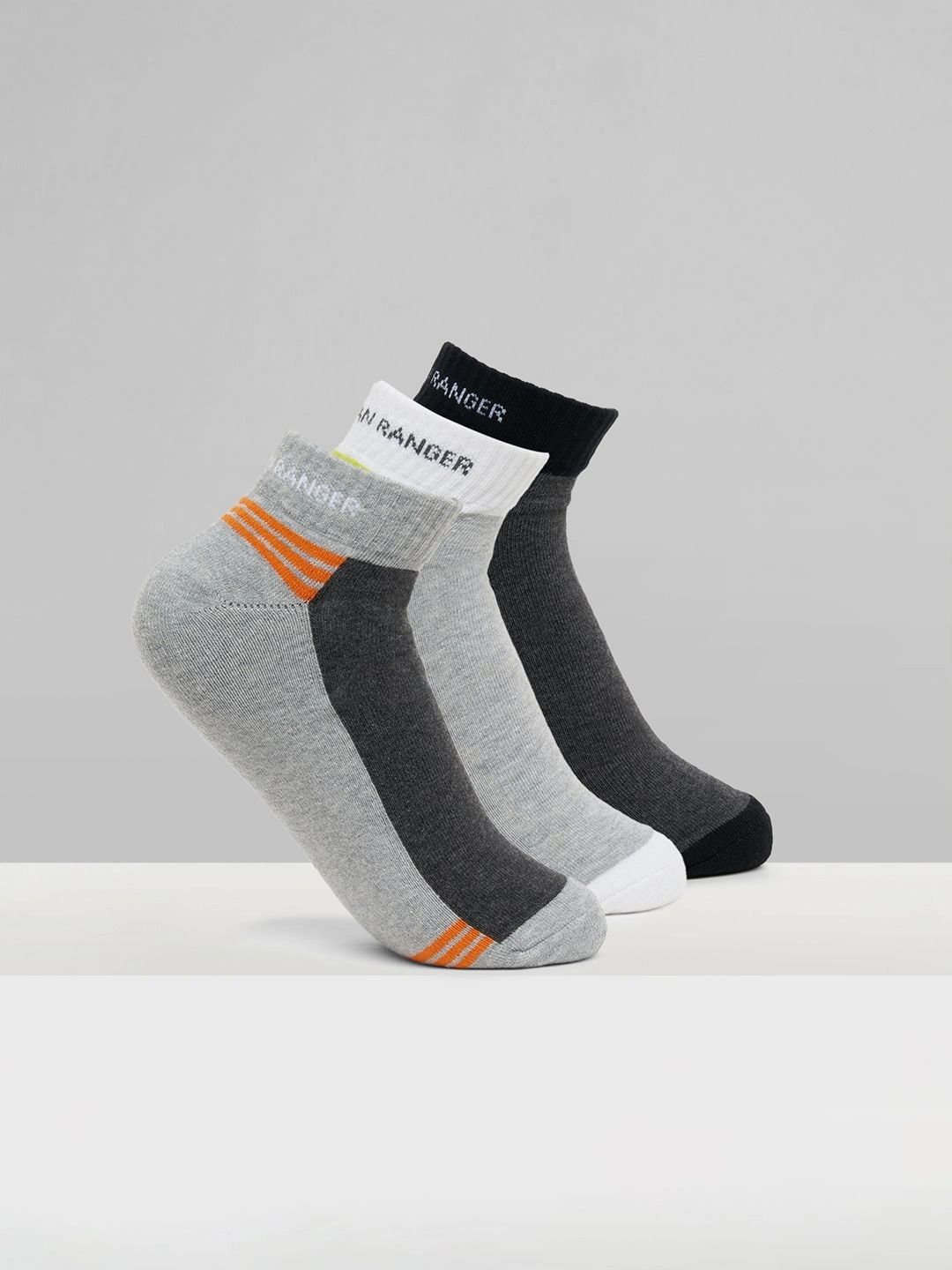 Urban Ranger by pantaloons Men Pack of 3 Cotton Blend Assorted Colourblocked Ankle Length Socks-image-49