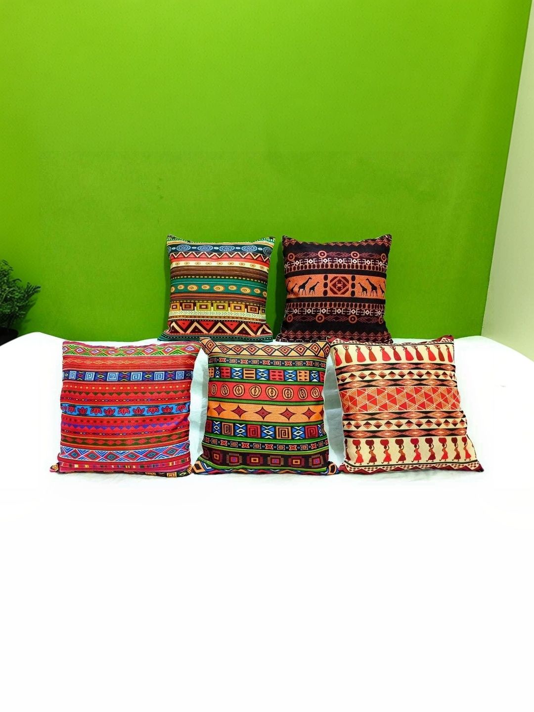 BALLEY Multicoloured Set of 5 Ethnic Motifs Square Cushion Covers-picture-14