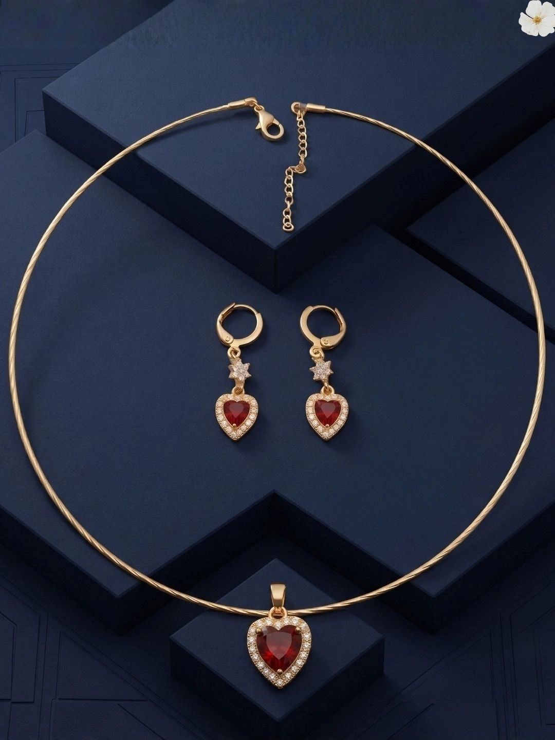DressBerry Gold-Plated American Diamond Pendant and Earrings-image-38