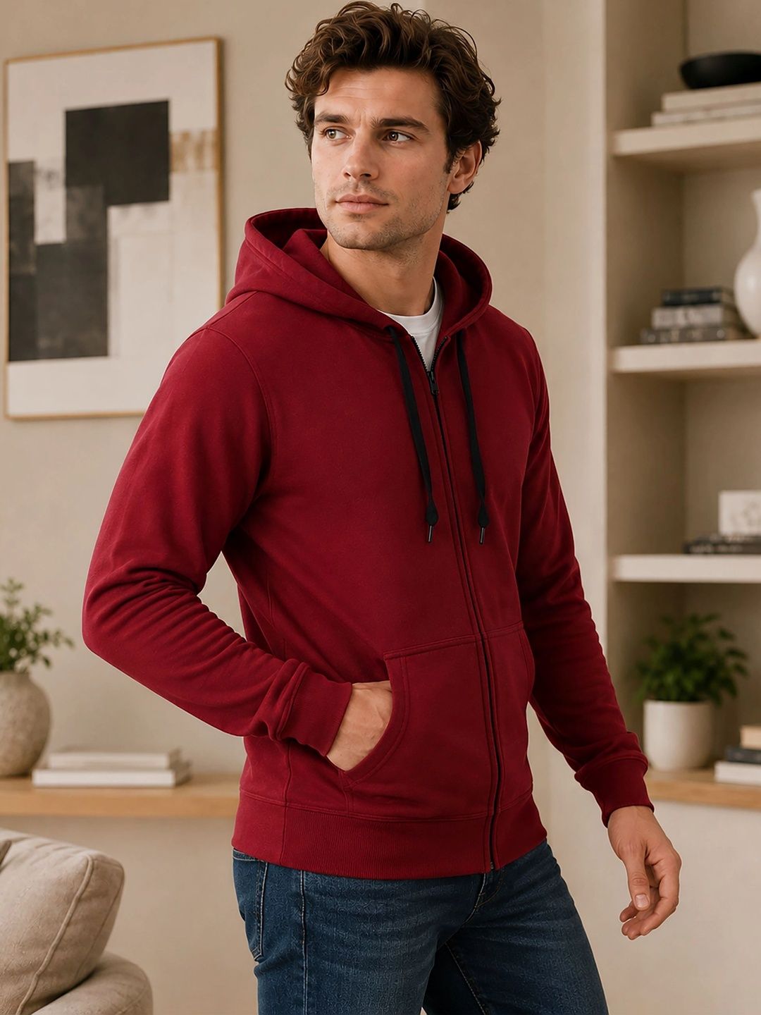 THE BEETEL HOUSE Men Fleece Open Front Jacket-picture-52