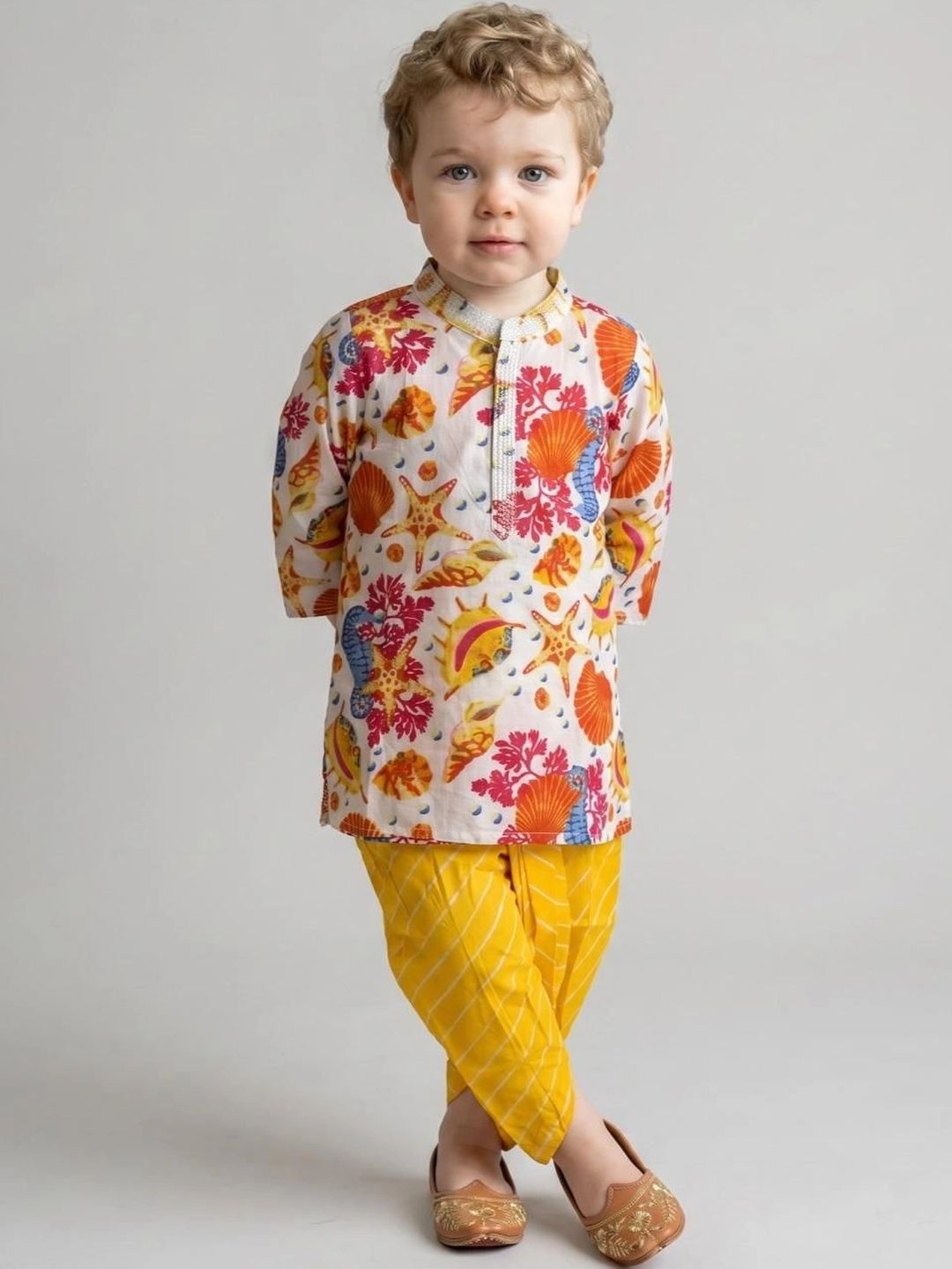 Indi-Loom Couture Boys Printed Regular Pure Cotton Kurta with Dhoti Pants-picture-17