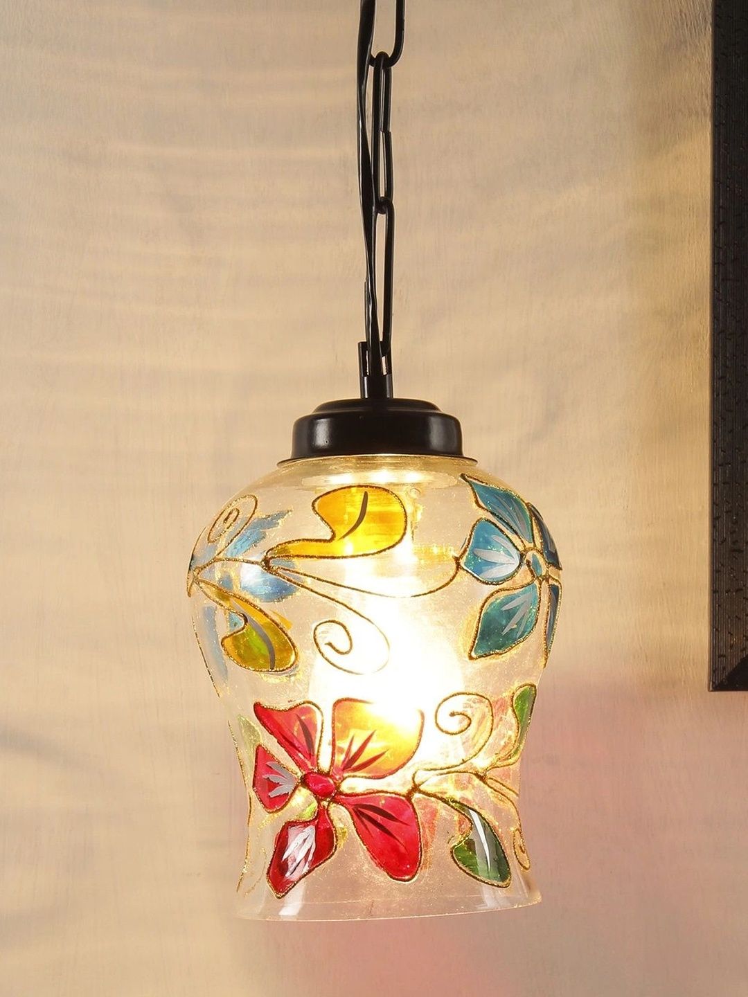 Myntra Elegant Homes Multicoloured Printed Glass Ceiling Lamp-picture-36