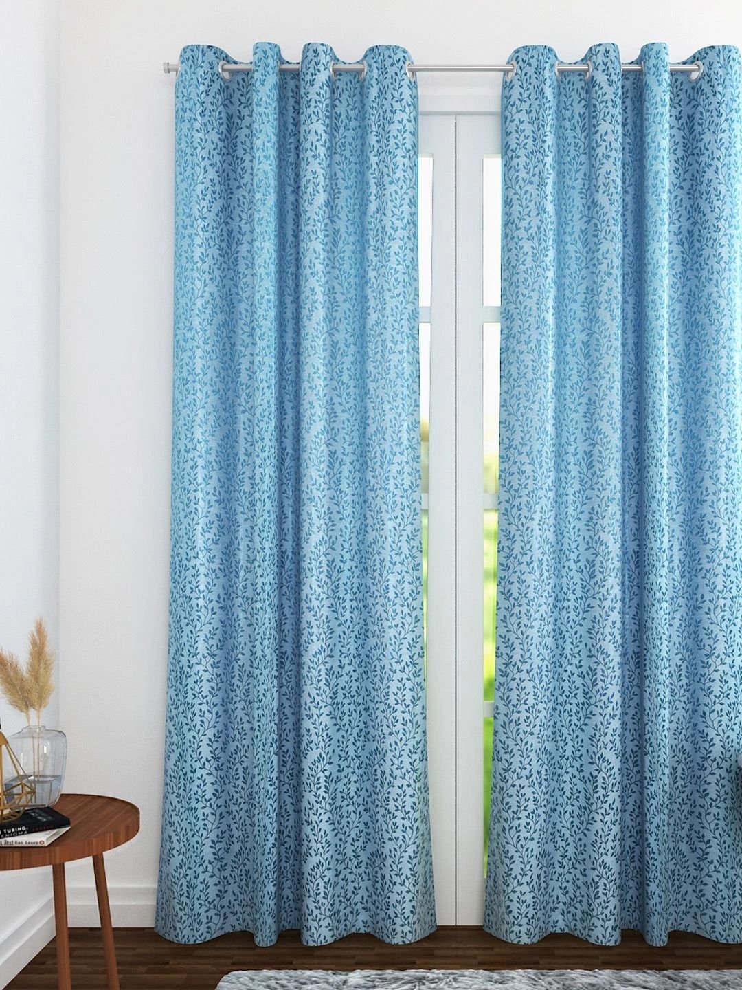 THE CONVERSION Blue Floral Room Darkening Door Curtain-image-27