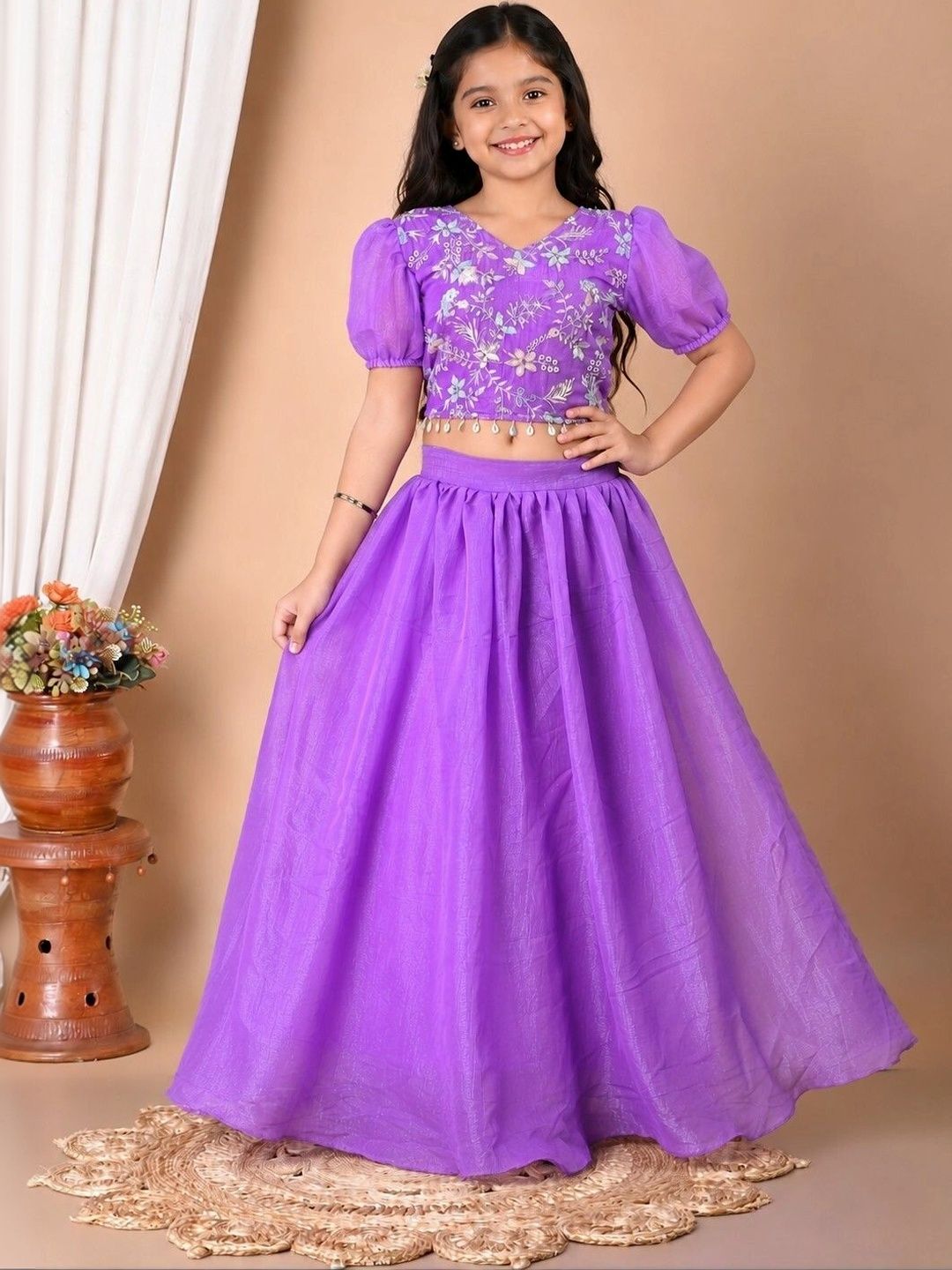 SPAMitude Girls Embroidered Thread Work Ready to Wear Lehenga &-picture-12