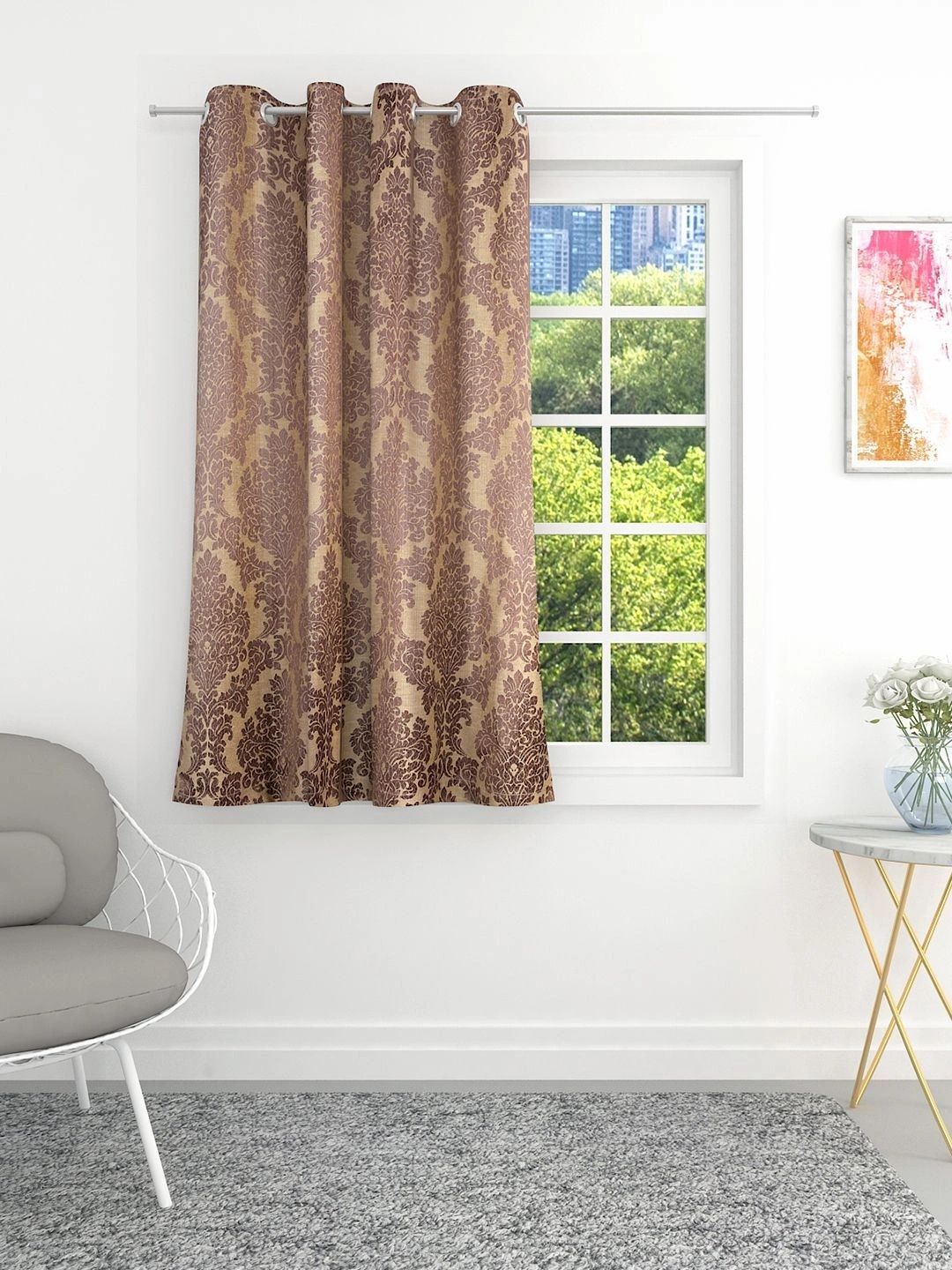 THE CONVERSION Brown Floral Room Darkening Window Curtain-image-7